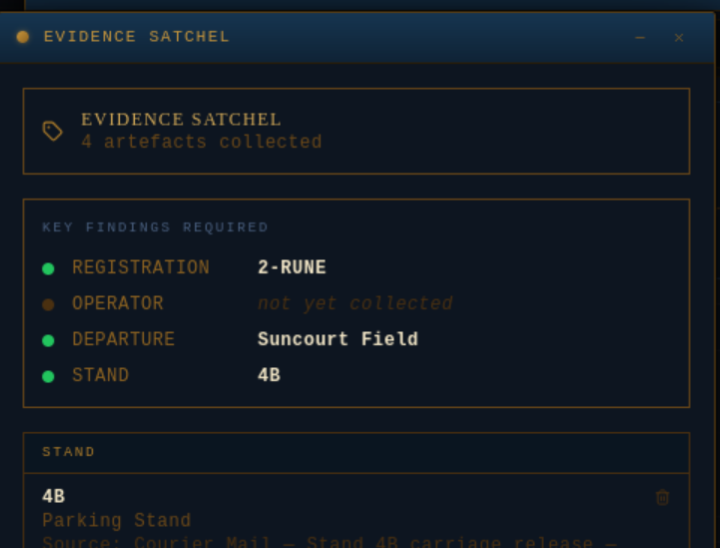 Registry evidence selected for the operator finding